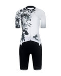 RIVANELLE Cyklistická kombinéza - FLOWERY DIVA - biela/čierna