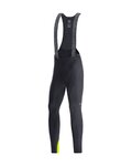 GORE Cyklistické nohavice dlhé s trakmi - C3 THERMO - čierna/žltá