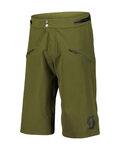 SCOTT Cyklistické nohavice krátke bez trakov - TRAIL VERTIC PRO W/PAD - zelená/čierna