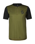 SCOTT Cyklistický dres s krátkym rukávom - TRAIL VERTIC ZIP SS - zelená/čierna