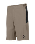 SCOTT Cyklistické nohavice krátke bez trakov - VERTIC LT W/PAD - béžová/čierna