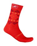 CASTELLI Cyklistické ponožky klasické - ROMBO 18 - oranžová/červená