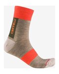 CASTELLI Cyklistické ponožky klasické - VELOCISSIMA THERMAL - béžová/oranžová