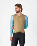 CASTELLI Cyklistický dres s dlhým rukávom letný - CORRETTO LS - hnedá/modrá