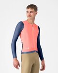 CASTELLI Cyklistický dres s dlhým rukávom letný - CORRETTO LS - ružová/modrá