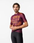 CASTELLI Cyklistický dres s krátkym rukávom - STRATUS LOGO - bordová