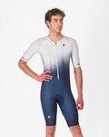 CASTELLI Cyklistická kombinéza - CORE TRI SUIT SHORT SLEEVE - modrá/biela