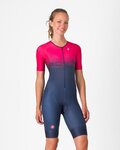 CASTELLI Cyklistická kombinéza - CORE TRI W SUIT SHORT SLEEVE - modrá/ružová