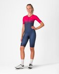 CASTELLI Cyklistická kombinéza - CORE TRI W SUIT SHORT SLEEVE - modrá/ružová