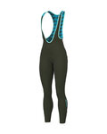 ALÉ Cyklistické nohavice dlhé s trakmi - K-ATMO 2.0 KLIMATIK - zelená