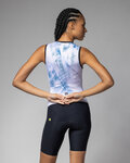 ALÉ Cyklistická kombinéza - MIRROR PRAGMA - biela/svetlo modrá/čierna