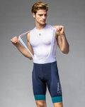 ALÉ Cyklistické nohavice krátke s trakmi - BAHRAIN VICTORIOUS 2024 - modrá/biela
