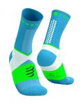 COMPRESSPORT Cyklistické ponožky klasické - ULTRA TRAIL SOCKS V2.0 - modrá/zelená