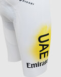 PISSEI Cyklistické nohavice krátke s trakmi - UAE TEAM EMIRATES 2024 REPLICA SANREMO - GIRO + TOUR 24 - biela/ružová/žltá