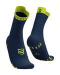 COMPRESSPORT Cyklistické ponožky klasické - PRO RACING V4.0 RUN HIGH - modrá/žltá