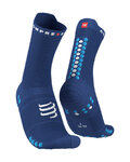 COMPRESSPORT Cyklistické ponožky klasické - PRO RACING V4.0 RUN HIGH - modrá