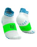 COMPRESSPORT Cyklistické ponožky členkové - PRO RACING SOCKS V4.0 RUN - biela/zelená