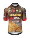 AGU Cyklistický dres s krátkym rukávom - JUMBO-VISMA 2022 - hnedá/modrá/žltá/čierna/červená