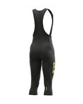 ALÉ Cyklistické nohavice 3/4 s trakmi - WINTER - čierna/žltá