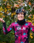ALÉ Cyklistický dres s dlhým rukávom zimný - AMAZZONIA LADY WNT - čierna/ružová