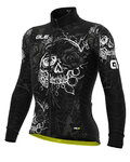 ALÉ Cyklistický dres s dlhým rukávom zimný - SKULL WINTER - čierna/biela