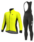 ALÉ Cyklistická zimná bunda a nohavice - FONDO WINTER - čierna/žltá