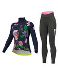 ALÉ Cyklistický zimný dres a nohavice - PR-R CITY LADY WNT - fialová/čierna/modrá