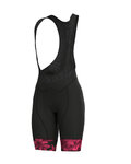 ALÉ Cyklistické nohavice krátke s trakmi - SARTANA LADY  - čierna/ružová