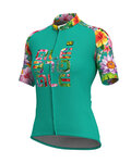 ALÉ Cyklistický dres s krátkym rukávom - LAB FLOWER LADY - modrá