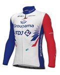 ALÉ Cyklistický dres s dlhým rukávom zimný - GROUPAMA FDJ 2022 - modrá/červená/biela