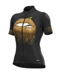 ALÉ Cyklistický dres s krátkym rukávom - LIPS LADY - zlatá/čierna