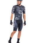 ALÉ Cyklistický dres s krátkym rukávom - SKULL - biela/čierna