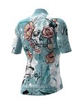 ALÉ Cyklistický dres s krátkym rukávom - SKULL LADY - svetlo modrá