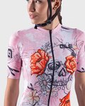 ALÉ Cyklistický dres s krátkym rukávom - SKULL LADY - ružová