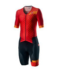 CASTELLI Cyklistická kombinéza - FREE SANREMO 2 - červená/čierna