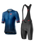 CASTELLI Cyklistický krátky dres a krátke nohavice - AERO RACE - modrá/šedá