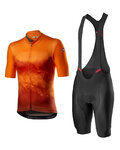 CASTELLI Cyklistický krátky dres a krátke nohavice - POLVERE - čierna/oranžová