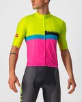 CASTELLI Cyklistický dres s krátkym rukávom - A BLOCCO  - čierna/ružová/modrá/žltá