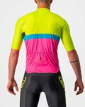 CASTELLI Cyklistický dres s krátkym rukávom - A BLOCCO  - čierna/ružová/modrá/žltá