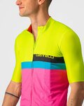 CASTELLI Cyklistický dres s krátkym rukávom - A BLOCCO  - čierna/ružová/modrá/žltá