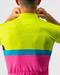 CASTELLI Cyklistický dres s krátkym rukávom - A BLOCCO  - čierna/ružová/modrá/žltá