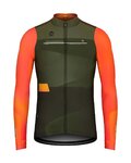 GOBIK Cyklistický dres s dlhým rukávom zimný - SUPERCOBBLE - oranžová/zelená
