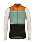 GOBIK Cyklistický dres s dlhým rukávom zimný - COBBLE - čierna/ivory/zelená/oranžová