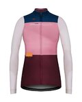GOBIK Cyklistický dres s dlhým rukávom zimný - COBBLE LADY - ružová/ivory/modrá/bordová