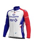 ALÉ Cyklistický dres s dlhým rukávom zimný - GROUPAMA FDJ 2021 - červená/modrá/biela