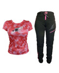 HAVEN Cyklistický MTB dres a nohavice - PEARL NEO LADY - čierna/ružová