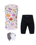 HOLOKOLO Cyklistický mega set - FLORAL ELITE LADY - biela/čierna/viacfarebná