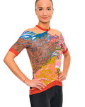 HOLOKOLO Cyklistický dres s krátkym rukávom - FREE ELITE LADY - oranžová/viacfarebná