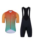 HOLOKOLO Cyklistický krátky dres a krátke nohavice - INFINITY - oranžová/červená/zelená/čierna