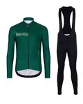 HOLOKOLO Cyklistický dlhý dres a nohavice - VIBES WINTER - čierna/zelená